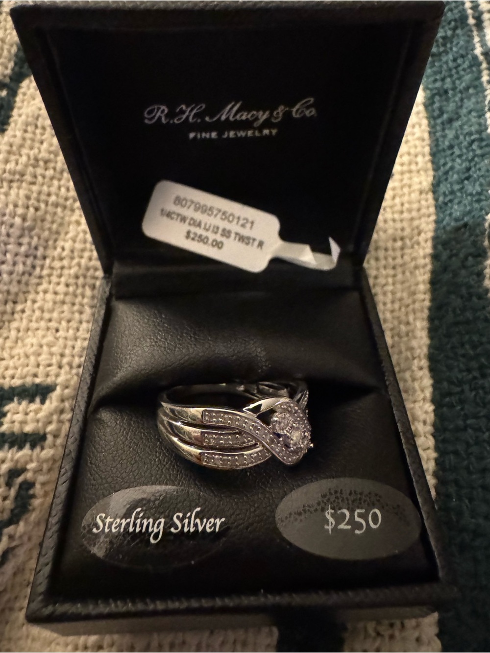 Macy's Sterling Silver Multi-Band Diamond Halo Ring - Silver nwt